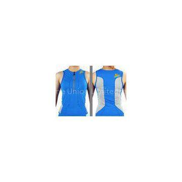 Blue XS Slim Fit Womens Bike Jersey / Cycling Jersey no sleeve for promotional