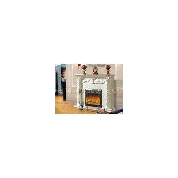 Customizable White Wood European Electric Fireplace With Remote / Mantel