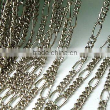 3x6mm White Steel Tone Figaro Chain Copper Link Chain For Jewelry Diy