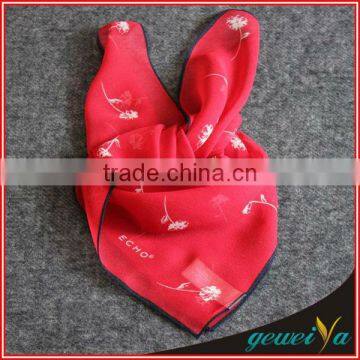 High Quality Red Printing Chiffon Silk Small Neck Scarf