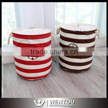 Wholesale Handle Striped Folding Storage Basket