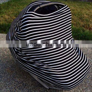 Pre Order Wholesale 3 in 1 Infant Baby Car Seat Cover Rayon Nursing Cover Car Seat Canopy Stripe Baby Canopy Shopping Cart Cover photo-2