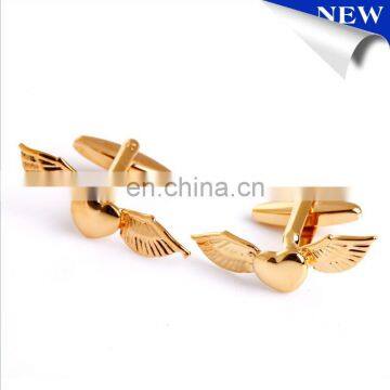 Gold Plated Heart Wing For Men's Cufflinks Wedding cufflink