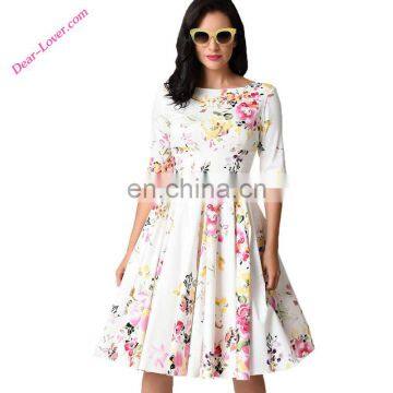 Ladies Retro Half Sleeve Floral swing vintage dress
