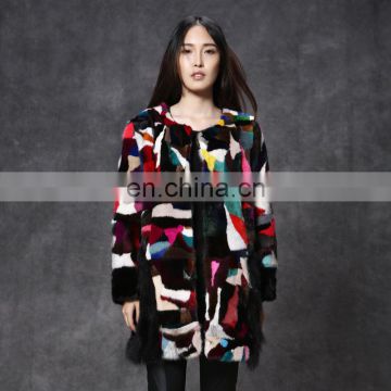 High quality modern design colorful real mink fur coat