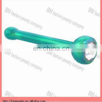 Titanium anodized Green Crystalline Gem Nose Bone piercing jewelry rings