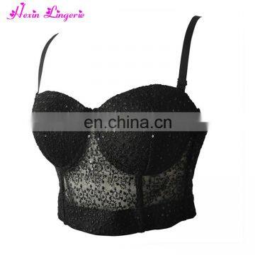 NO MOQ Women Black Floral Lace Harness Teenage Latest Fashion Sexy Cheap Bra photo-5