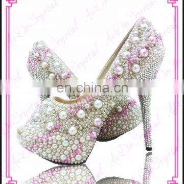 Aidocrystal 3.5inch White Pearl With Jewelry Bridal Wedding Shoes