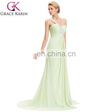 Grace Karin Sexy One Shoulder Light Green Long Split leg Prom Dress CL3183-3