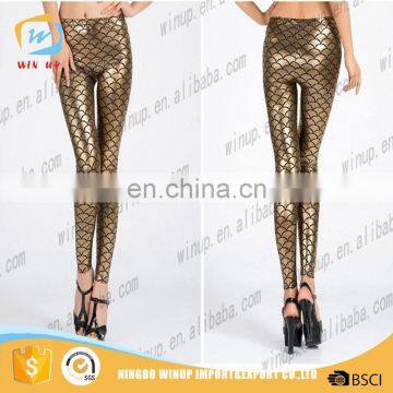 Women Stretchy Snakeskin Fish Scale Mermaid Printing Jeggings Seamless Leggings photo-5