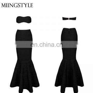 OEM services two pieces fishtail sexy bandage dresses cocktail party for women