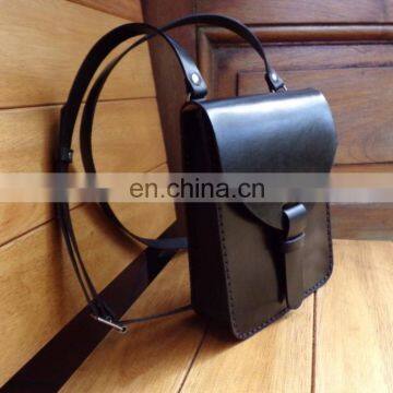 Leather bag Black With inside pocket Handmade leather bag