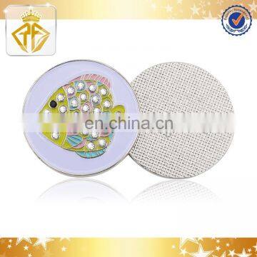 Silver Plated Fish Logo Soft Enamel Ball Marker with Crystal