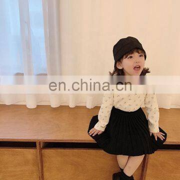 6738/Lovely Custom High Quality Cherry Print Fashion Kids Full Sleeve t Shirt Printing for Baby Girls