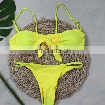 bikini Sexy Solid color Sling simple tie triangle Thong girl Beach Sun bath swimwear women swimsuit women biquini bikinis