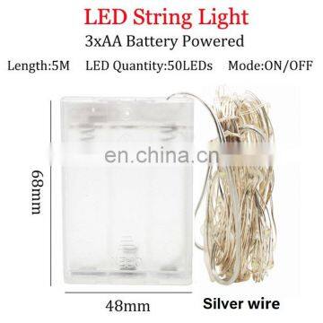 Led String Light Silver/ Copper Wire 3AA Battery Christmas Light For Holiday Decoration photo-4