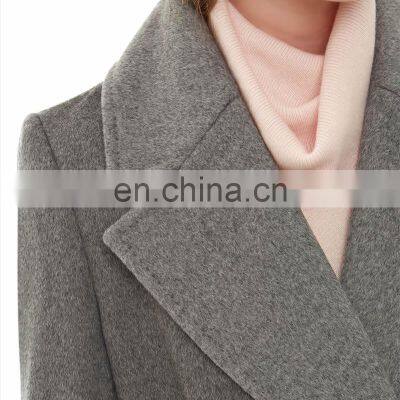 Europe Fashion Cashmere Long Coats Woman Wear Wool Blend Coat Wholesale Coat With Belt photo-4