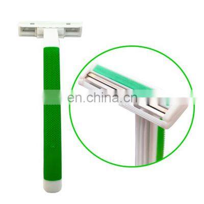 Manufacturer made disposable custom shaver green body manual men's shaver