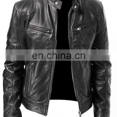 Wholesale custom men's PU jacket casual jacket motorcycle motorcycle racing suit large size stand collar bomber jacket