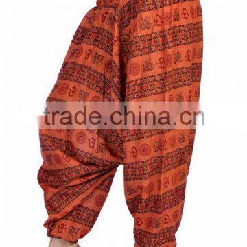 Women Om Printed Cotton Harem Pants Afghani