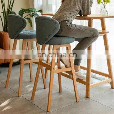 Bar Chair Nordic Rustic Classic High Kitchen Counter Stool Modern Wooden Fabric Leather PU Bar Chair