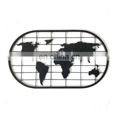 metal black world map style wall hangings decoration accessories card photo holder display rack for home decor