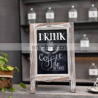 A-frame Chalkboard Menu 2-Sided Torched Wood A-Frame Chalkboard Sign Sidewalk Cafe Menu Sandwich Board photo-2