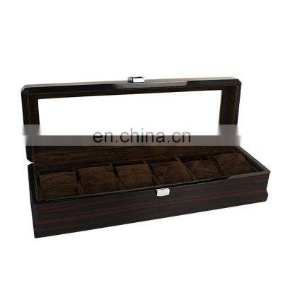 Wholesale luxury glass black storage wooden watch box display