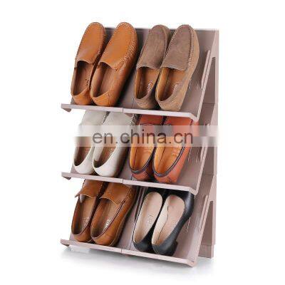 Factory fast Sell Wholesale Stackable Double Side Living Room Thick Plastic Magic Shoe Plastic Rack  Shoe Organizer  Stand Shelf