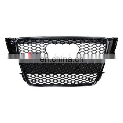 RS5 front bumper grille for Audi A5 S5 B8 Chrome silver black high quality center honeycomb mesh grill  2008-2012