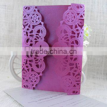 Good Quality Fuschia Korean Laser Wedding Invitations