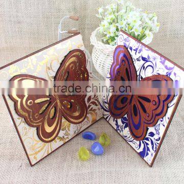 Unique 2016 Butterfly Shape Wooden Wedding Invitation Card With Hot Foil Words photo-2