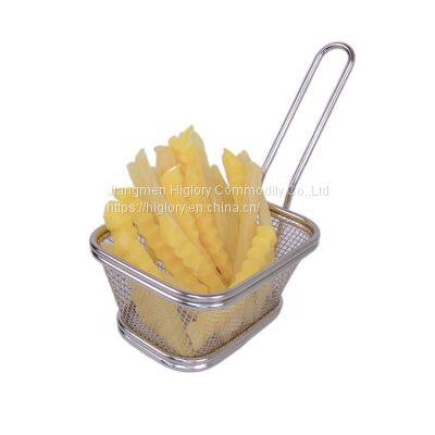 Fried Food Table Serving Chrome Rectangular Chips Fry Basket French Fries Basket Square Mini Frying Basket photo-4