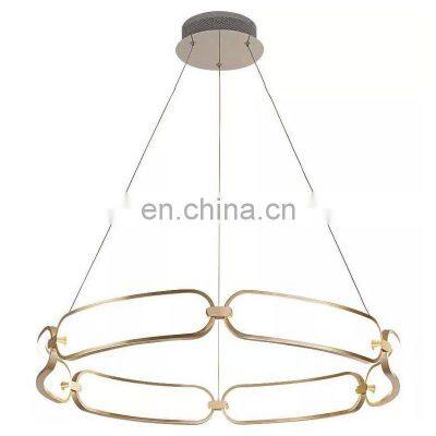 LED Aluminum Ring Living Room Gold Pendant Light Luxury Simple Round Nordic Bedroom Chandelier