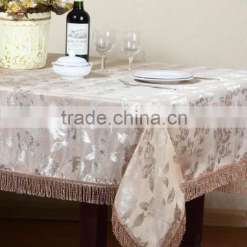 1PC Polyester Jacquard Twinkling Table Cloth for Wedding With Tassel