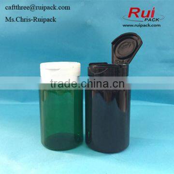 120cc black PET plastic bottle manufacturer Plastic pharmaceutical tablet bottle with flip top cap, Plastic bottle for tablets