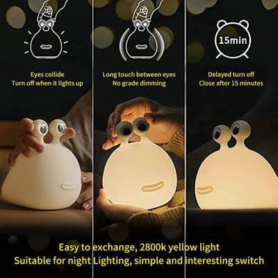 3500K Warm White Slug Silicon Touch Control & Timer Setting Rechargeable USB Animal Night Light for Baby Gift ,childhood Toys photo-4