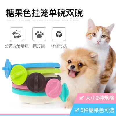 Manufacturer Detachable Hanging Pet Bowl Candy Color Lock-On Dual Feeder for Dog Cages Anti-Tip Stainless Steel Food & Water Dishes photo-2