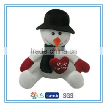 Christmas decoration plush snowman with a red heart