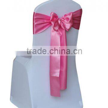 cheap spandex chair cover with pink self-tie chair sash