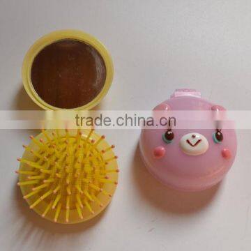 High Quality Wholesale Cheap Round Folding Hair Brush With Mirror Set photo-3