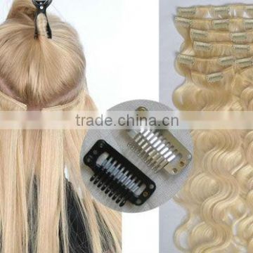 100% brazilian human remy body wave clip in hair extension