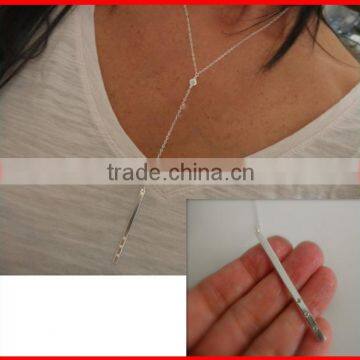 Sterling Silver cz long bar custom name silver fashion necklace