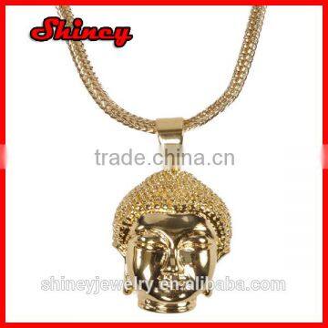Fashion 2014 18k Gold Franco Chain Hip Hop Buddha Head Necklace