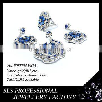 2015 Fashion China Wholesale 925 Royal Blue Silver Pakistani Bridal Jewelry Sets photo-2