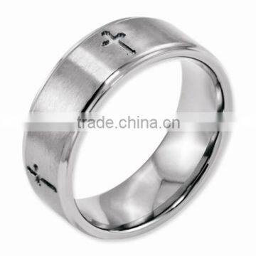 stainless steel Flat Cross 8mm Satin Band