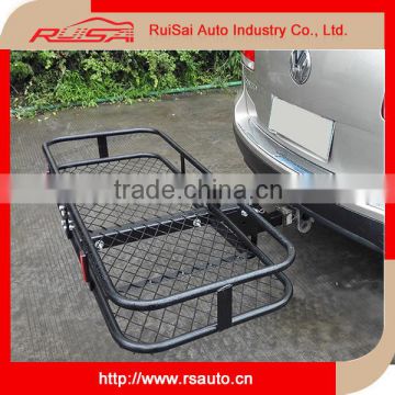 Powder coated steel hitch mount luggage rack