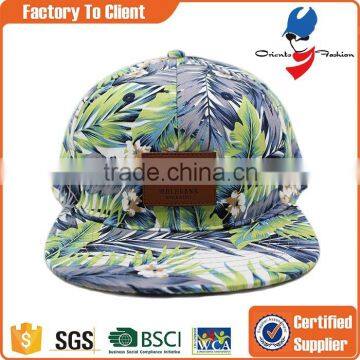 Floral cap with embossed leather patch