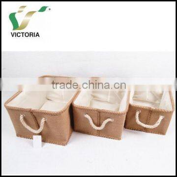 Jute Material Cotton Handle New Fashion Home Storage Box