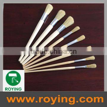 long wood handle natural bristle round paint brush